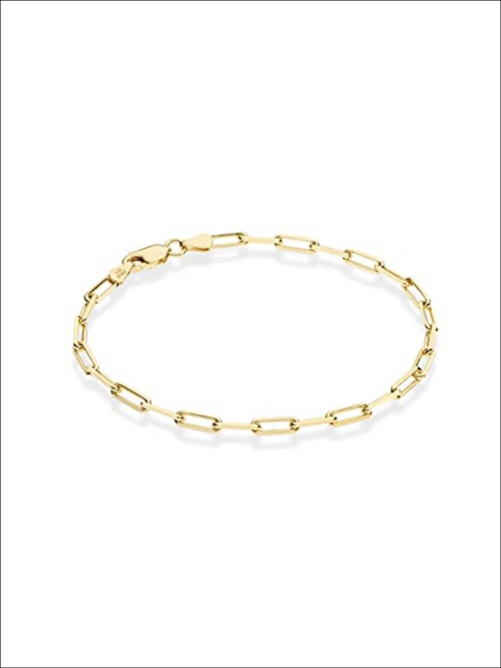 18K Gold Plated 925 Sterling Silver Paperclip Chain Bracelet 7 Inch